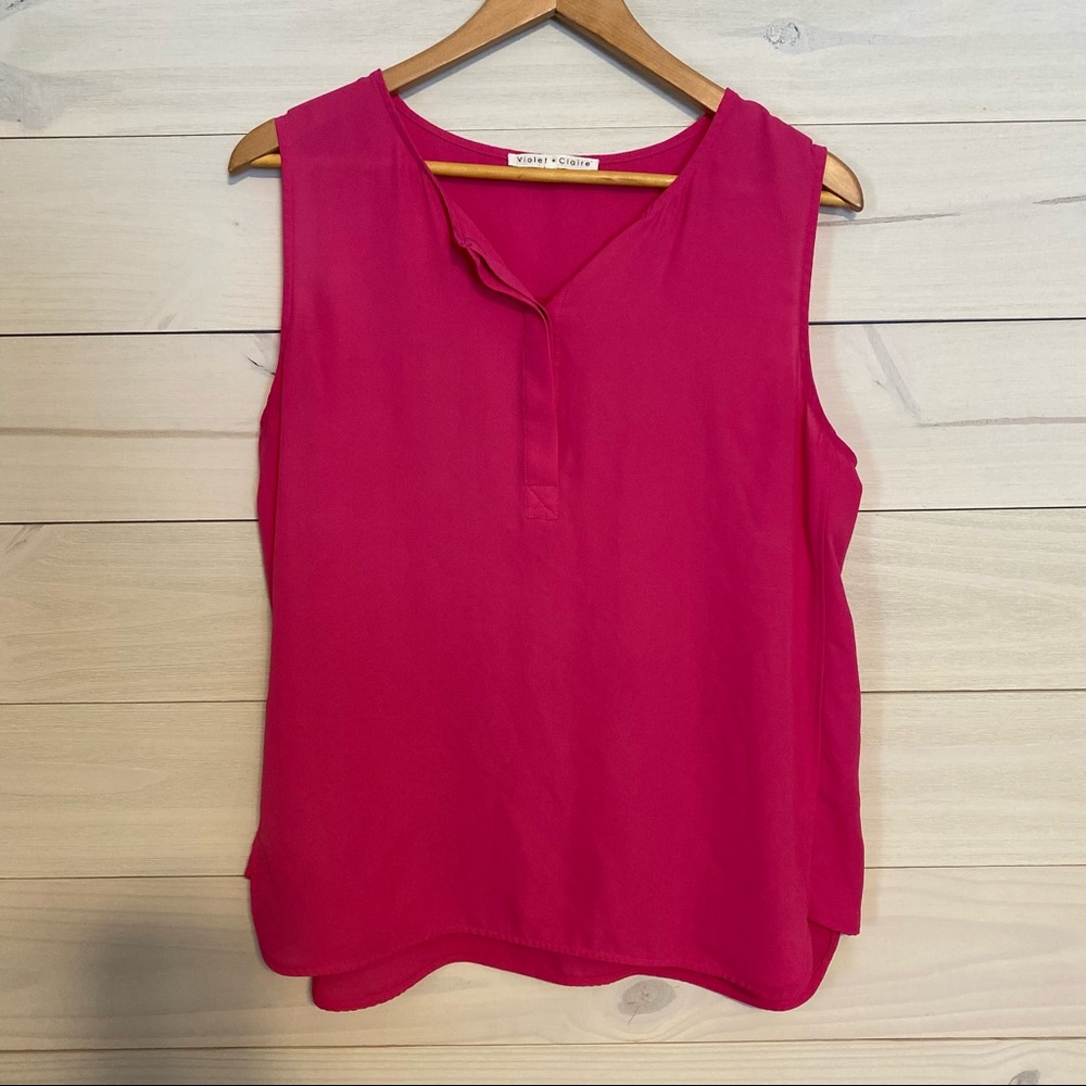 VIOLET + CLAIRE silky bright pink tank top